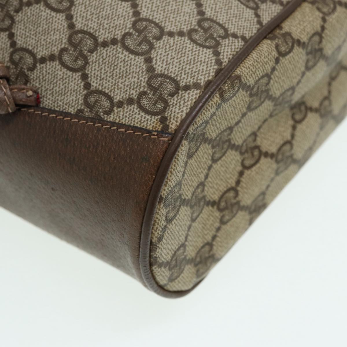 GUCCI GG Supreme Drawstring Bag Web Sherry Line Shoulder Bag PVC  86555