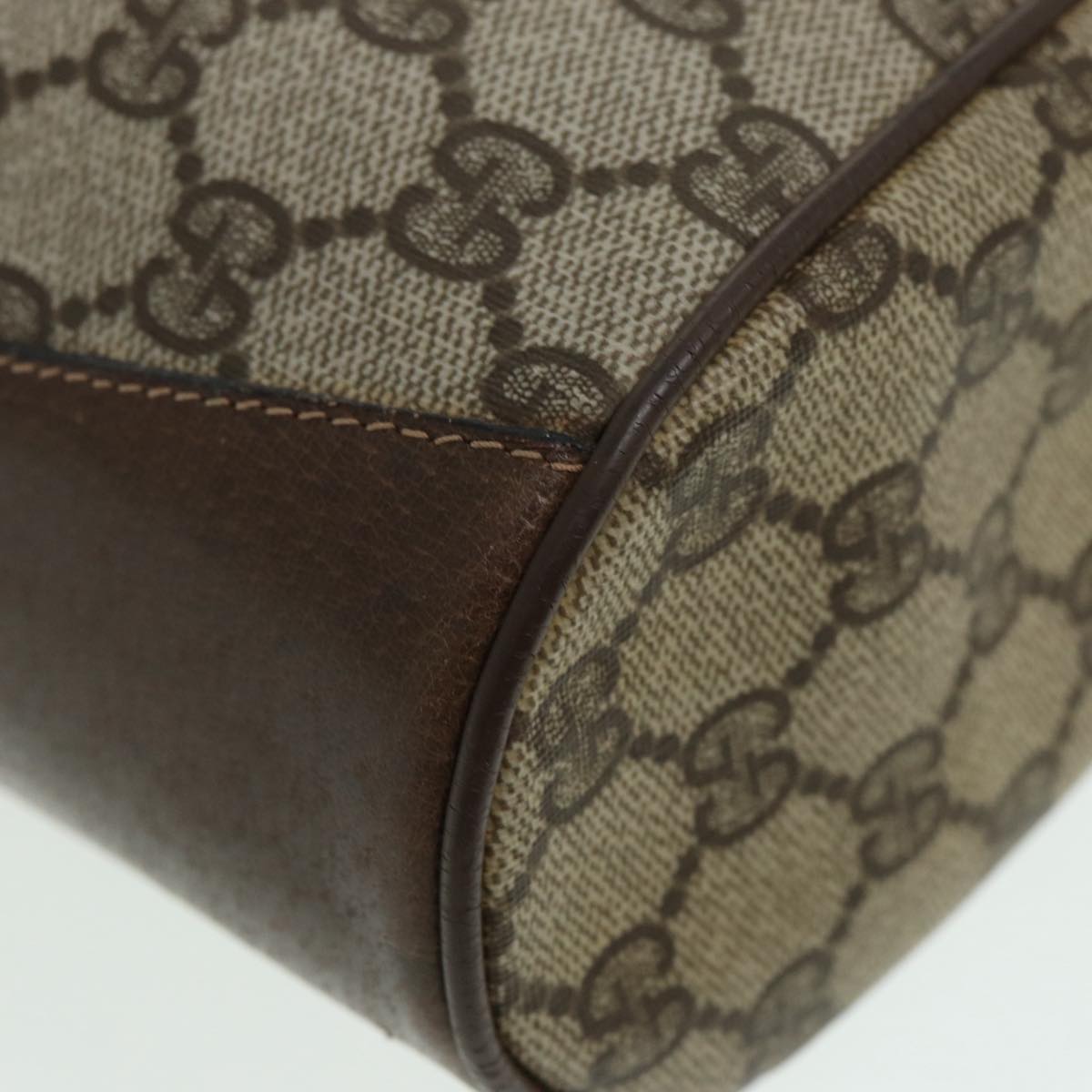 GUCCI GG Supreme Drawstring Bag Web Sherry Line Shoulder Bag PVC  86555