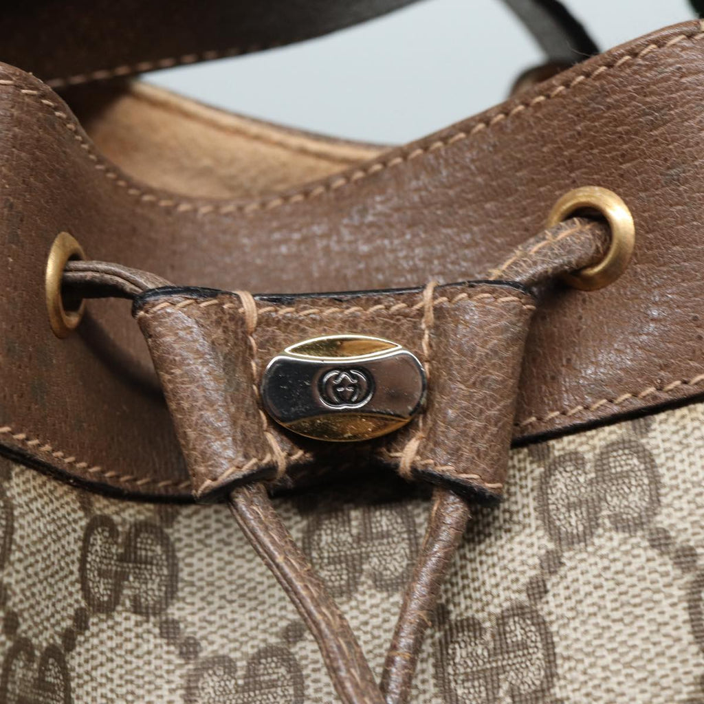 GUCCI GG Supreme Drawstring Bag Web Sherry Line Shoulder Bag PVC  86555