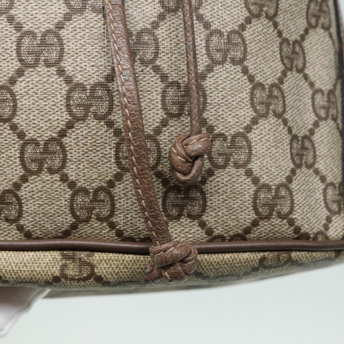 GUCCI GG Supreme Drawstring Bag Web Sherry Line Shoulder Bag PVC  86555