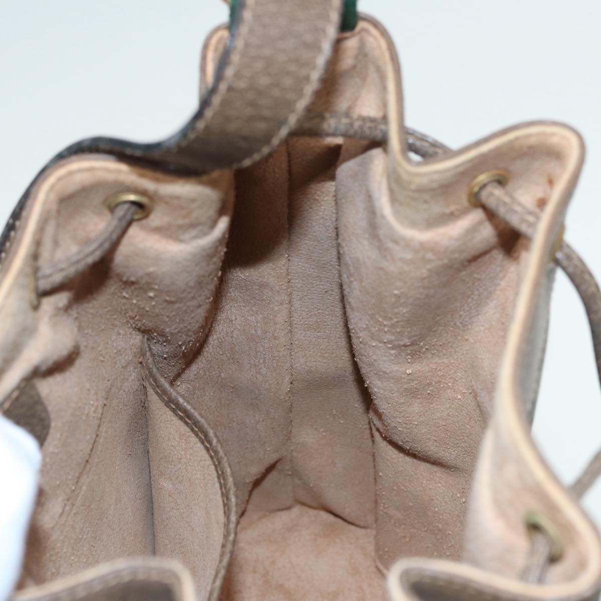 GUCCI GG Supreme Drawstring Bag Web Sherry Line Shoulder Bag PVC  86555