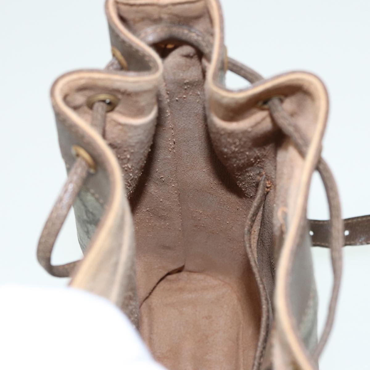 GUCCI GG Supreme Drawstring Bag Web Sherry Line Shoulder Bag PVC  86555