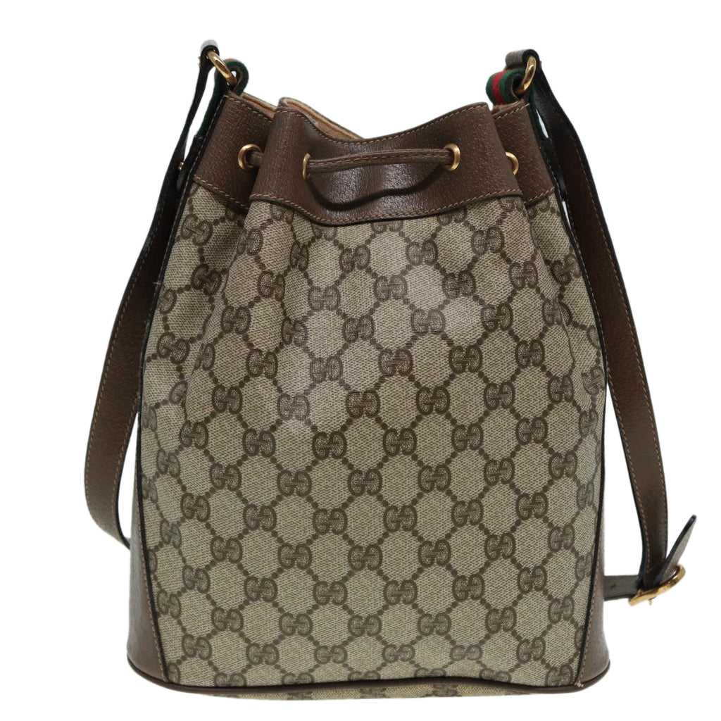 GUCCI GG Supreme Drawstring Bag Web Sherry Line Shoulder Bag PVC  86555