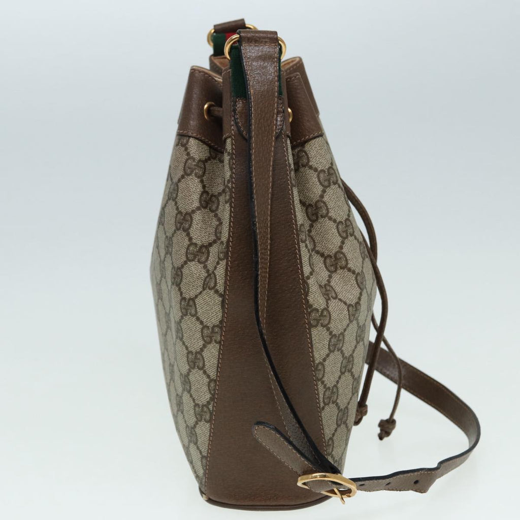 GUCCI GG Supreme Drawstring Bag Web Sherry Line Shoulder Bag PVC  86555