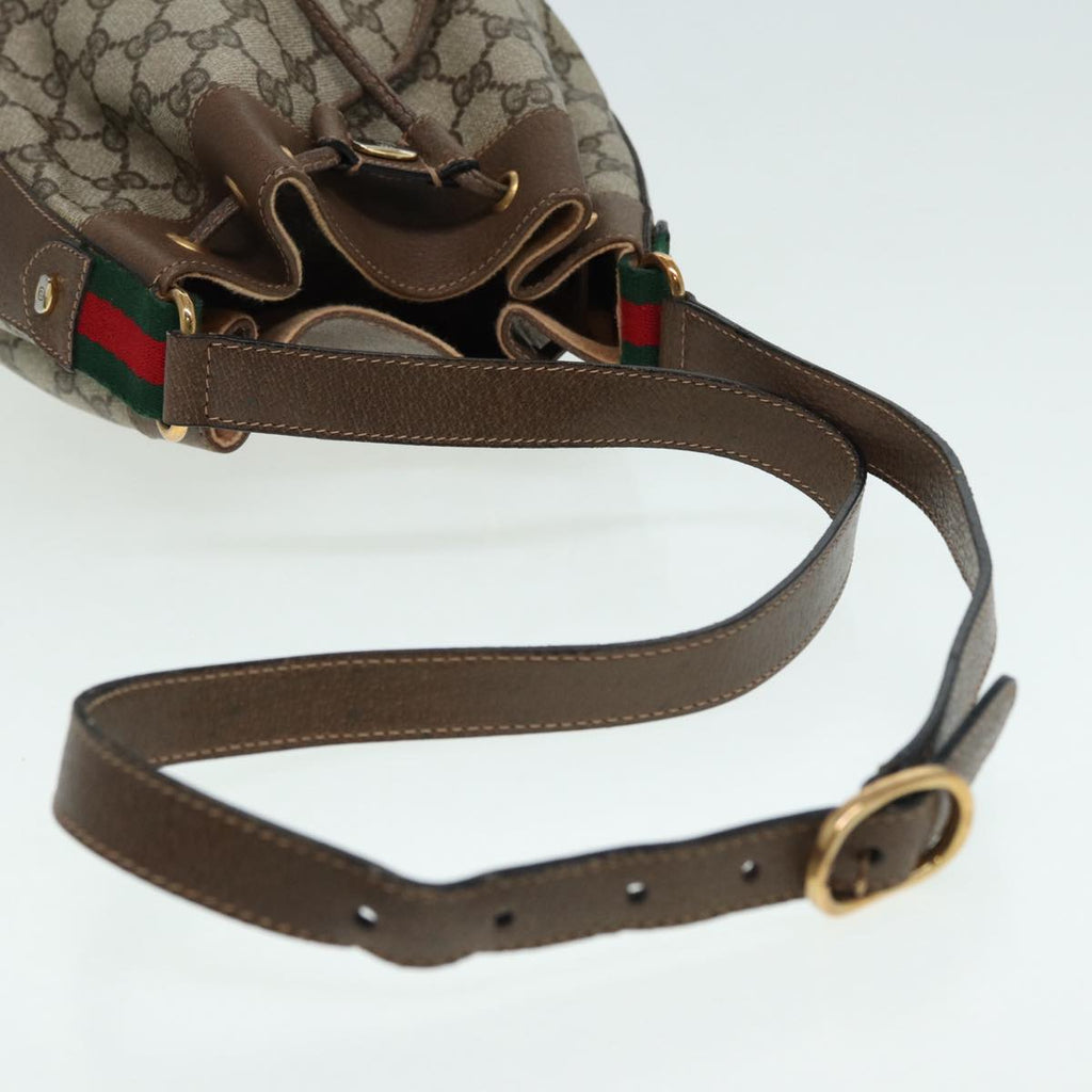 GUCCI GG Supreme Drawstring Bag Web Sherry Line Shoulder Bag PVC  86555