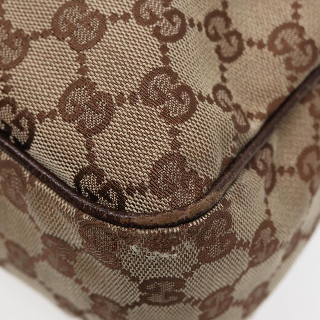 GUCCI GG Canvas Shoulder Bag Beige Brown Silver 131211 86557