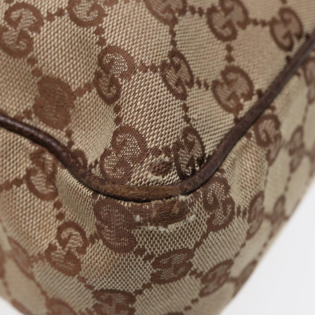 GUCCI GG Canvas Shoulder Bag Beige Brown Silver 131211 86557