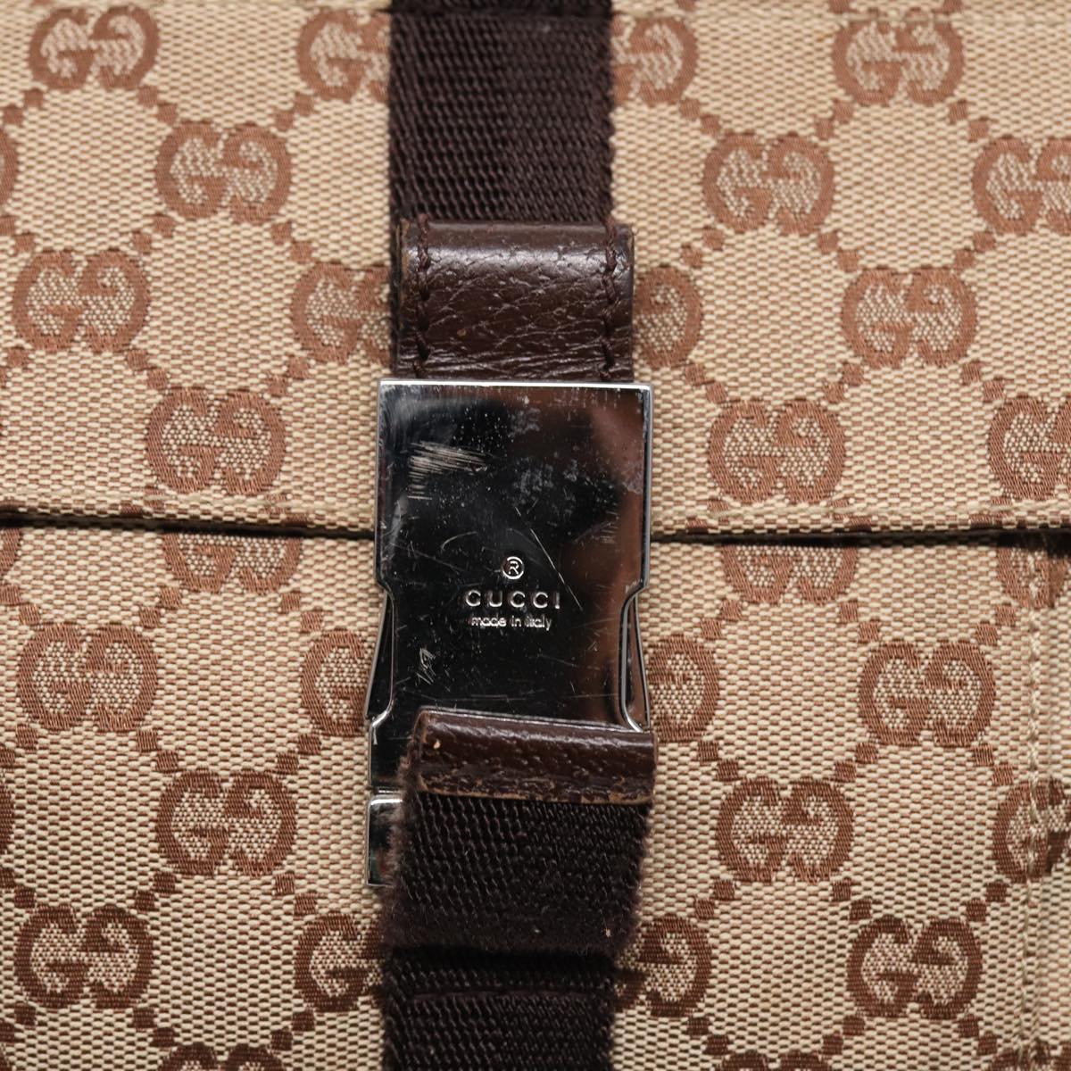 GUCCI GG Canvas Shoulder Bag Beige Brown Silver 131211 86557