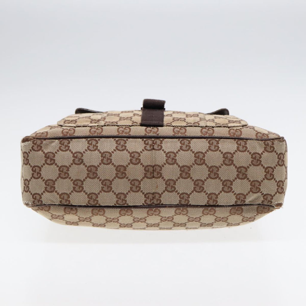 GUCCI GG Canvas Shoulder Bag Beige Brown Silver 131211 86557