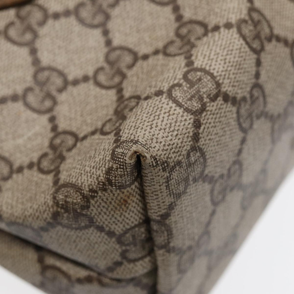 GUCCI GG Supreme Web Sherry Line Tote Bag PVC Leather Beige 39 02 003 86559
