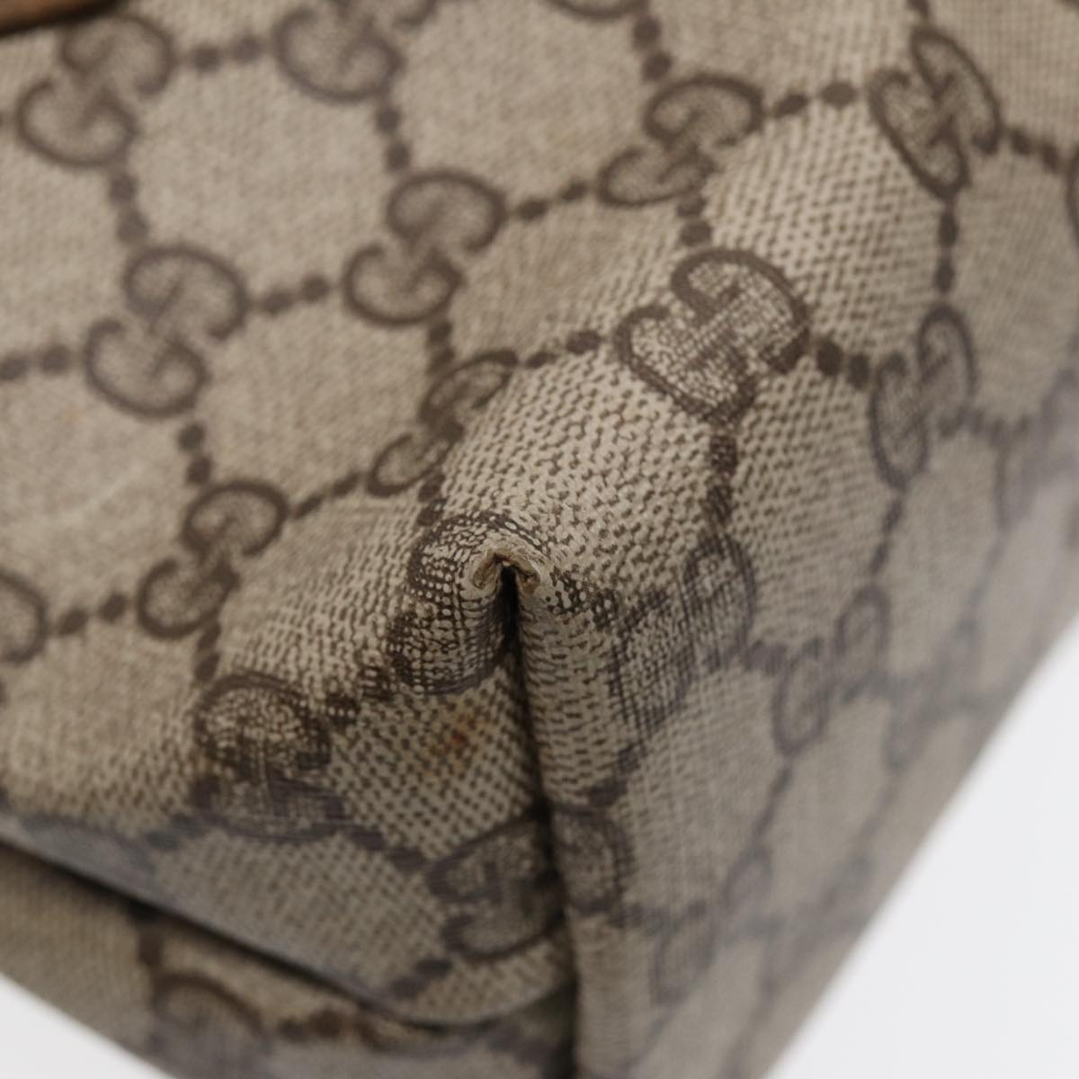 GUCCI GG Supreme Web Sherry Line Tote Bag PVC Leather Beige 39 02 003 86559