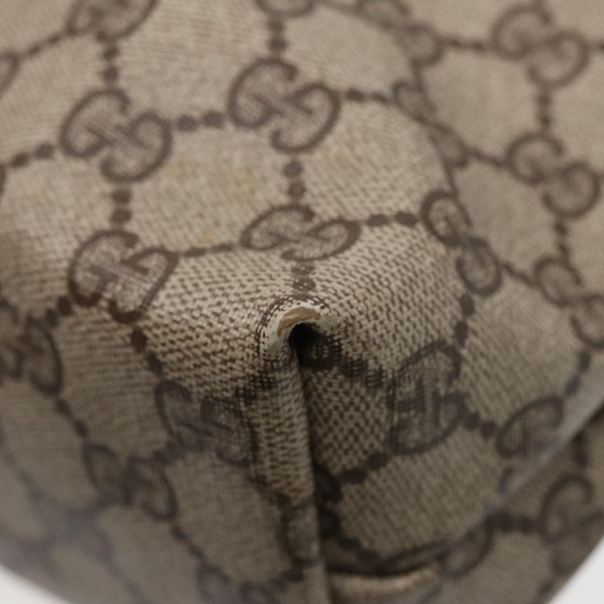 GUCCI GG Supreme Web Sherry Line Tote Bag PVC Leather Beige 39 02 003 86559