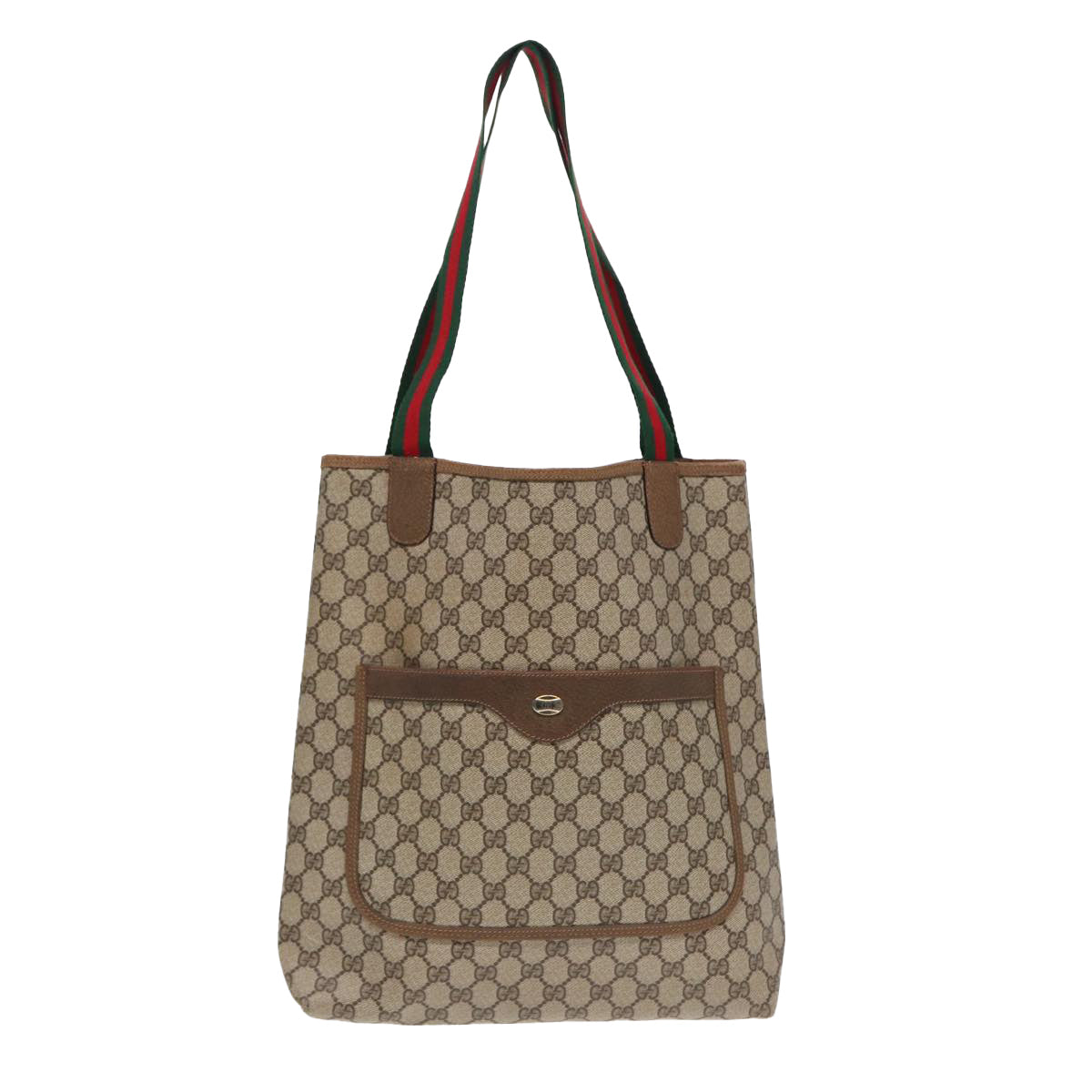 GUCCI GG Supreme Web Sherry Line Tote Bag PVC Leather Beige 39 02 003 86559
