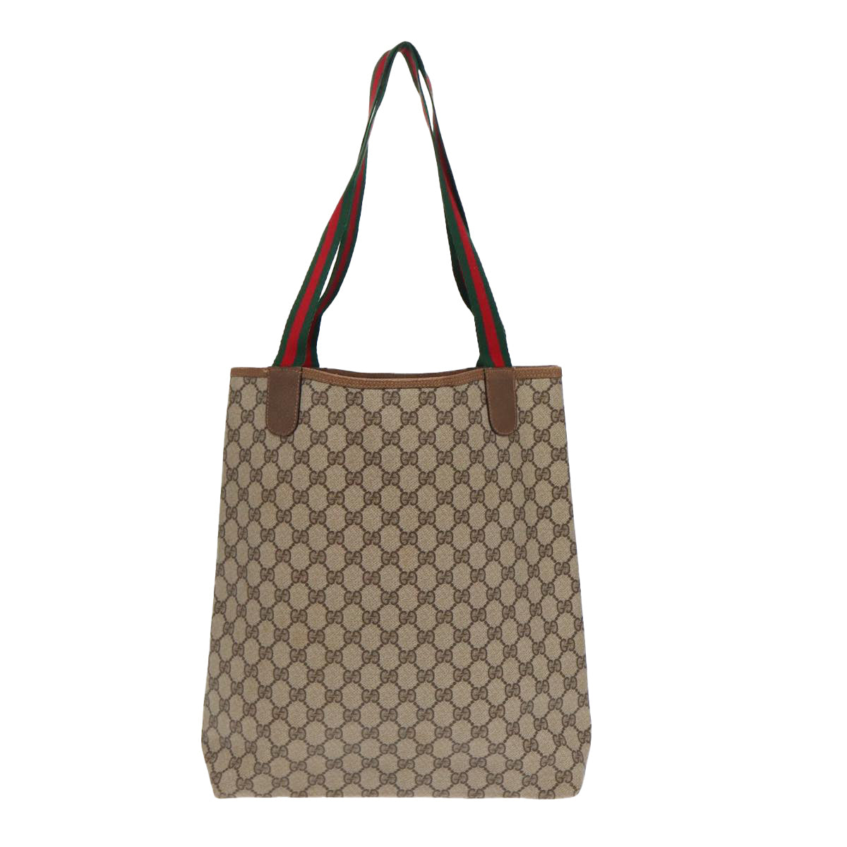 GUCCI GG Supreme Web Sherry Line Tote Bag PVC Leather Beige 39 02 003 86559