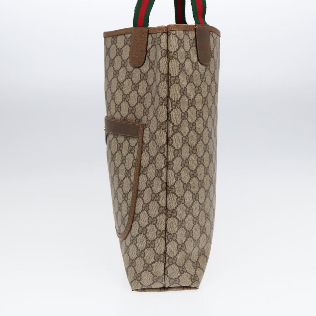 GUCCI GG Supreme Web Sherry Line Tote Bag PVC Leather Beige 39 02 003 86559
