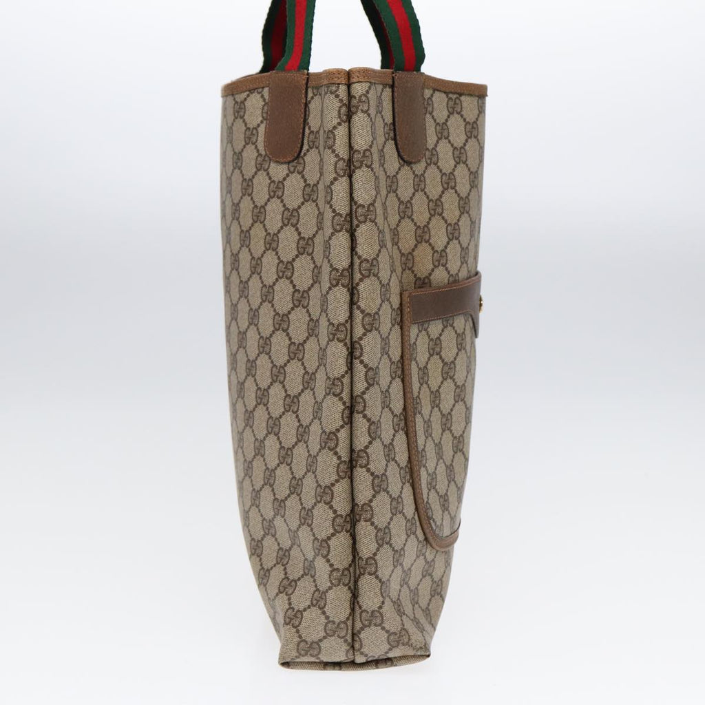 GUCCI GG Supreme Web Sherry Line Tote Bag PVC Leather Beige 39 02 003 86559