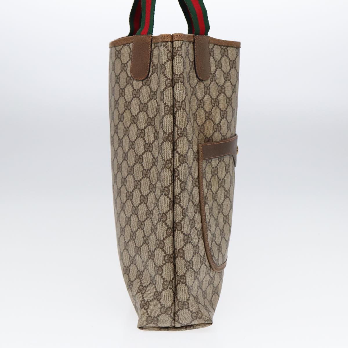 GUCCI GG Supreme Web Sherry Line Tote Bag PVC Leather Beige 39 02 003 86559