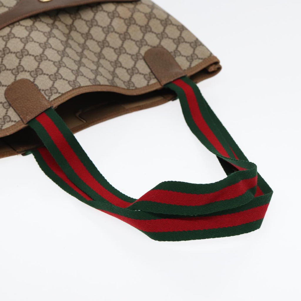 GUCCI GG Supreme Web Sherry Line Tote Bag PVC Leather Beige 39 02 003 86559