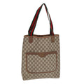 GUCCI GG Supreme Web Sherry Line Tote Bag PVC Leather Beige 39 02 003 86560