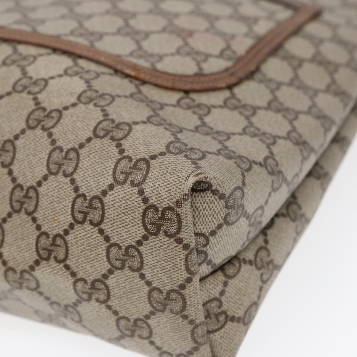 GUCCI GG Supreme Web Sherry Line Tote Bag PVC Leather Beige 39 02 003 86560