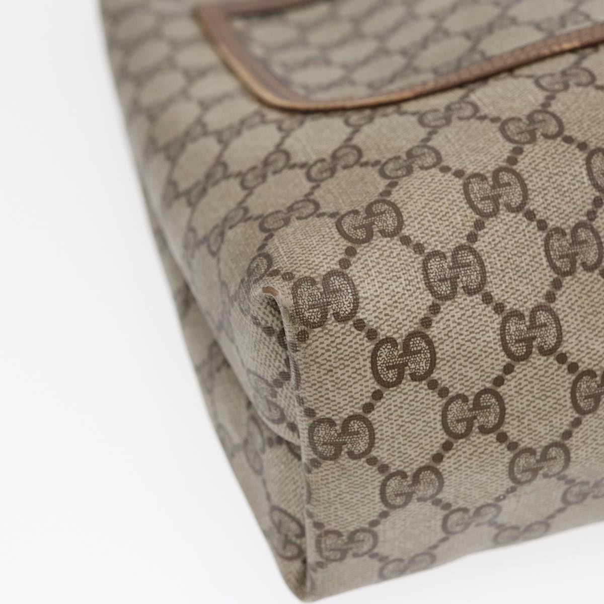 GUCCI GG Supreme Web Sherry Line Tote Bag PVC Leather Beige 39 02 003 86560
