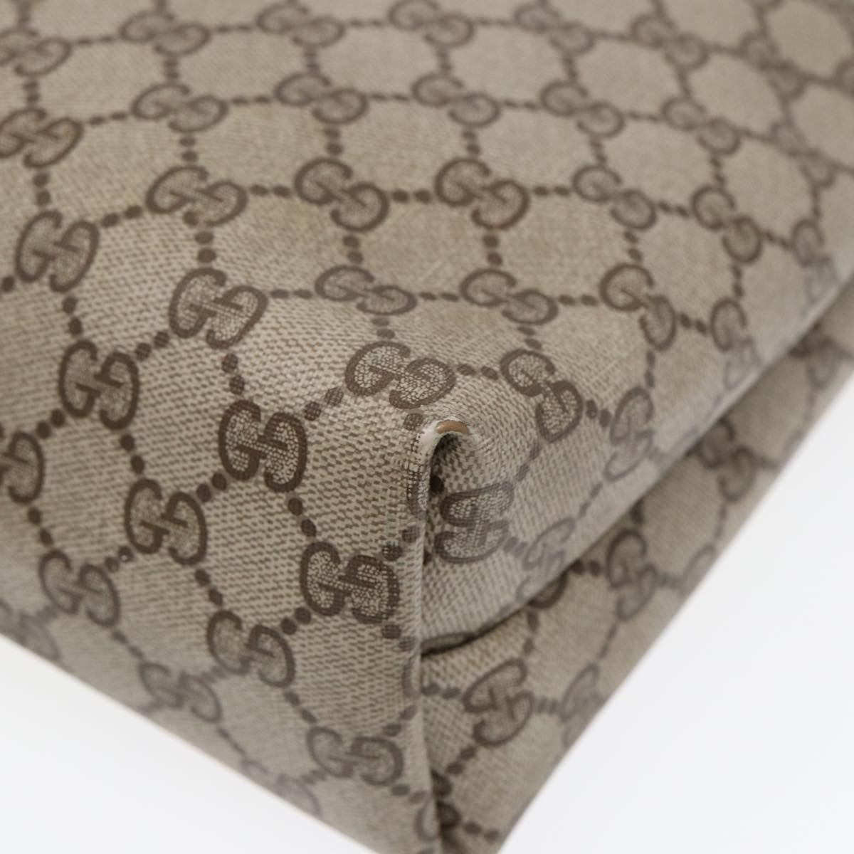 GUCCI GG Supreme Web Sherry Line Tote Bag PVC Leather Beige 39 02 003 86560