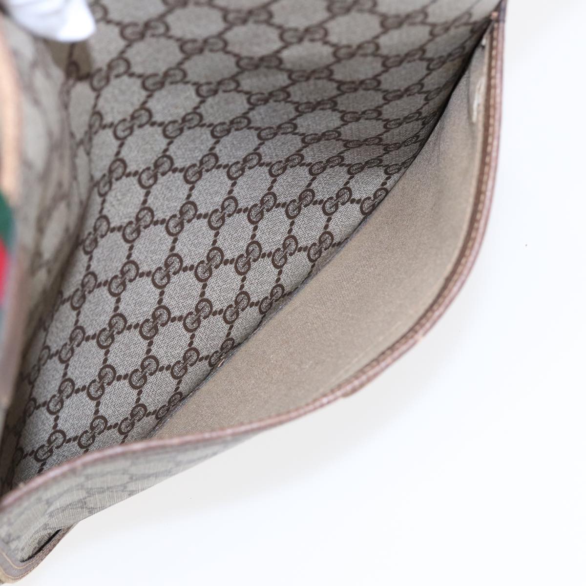 GUCCI GG Supreme Web Sherry Line Tote Bag PVC Leather Beige 39 02 003 86560