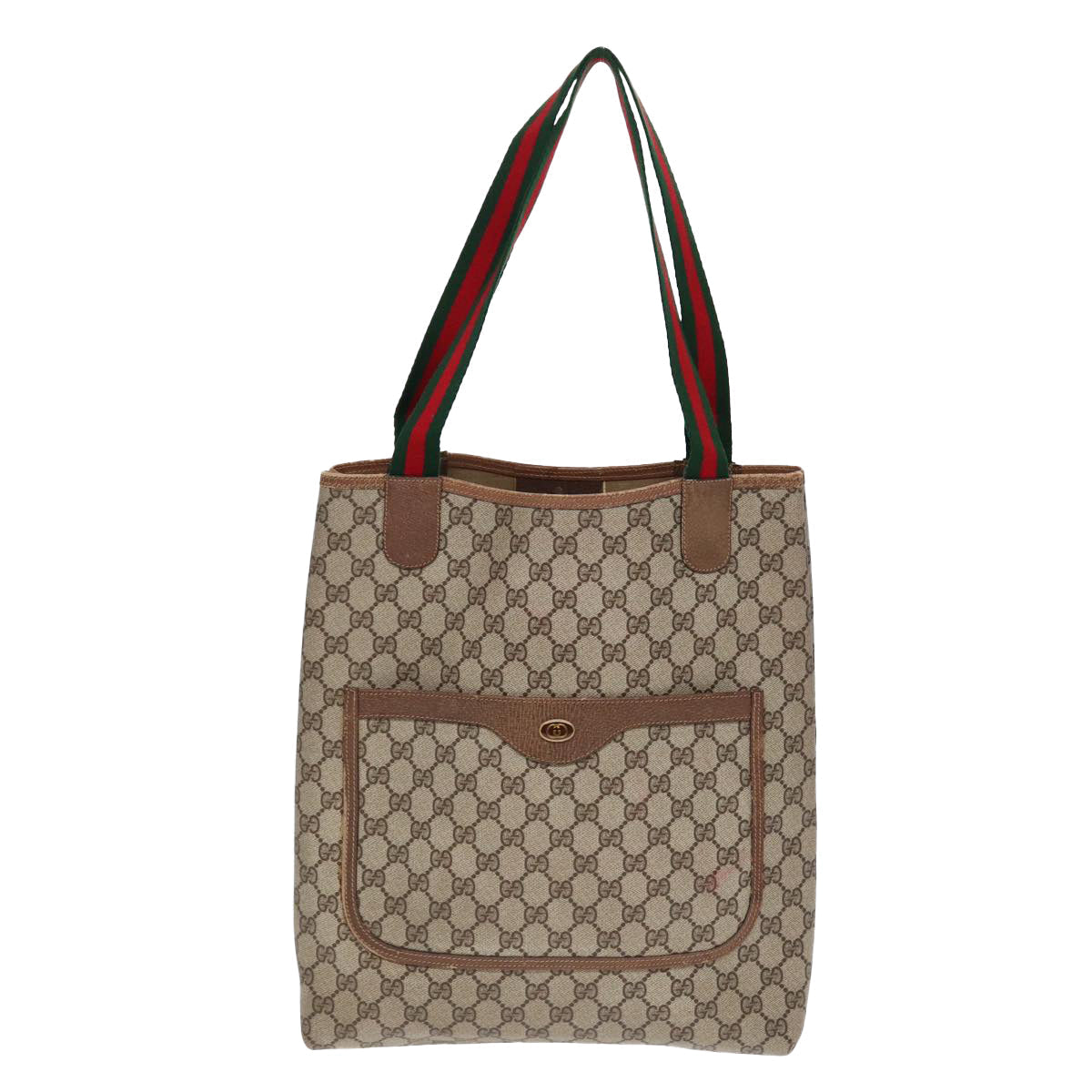 GUCCI GG Supreme Web Sherry Line Tote Bag PVC Leather Beige 39 02 003 86560