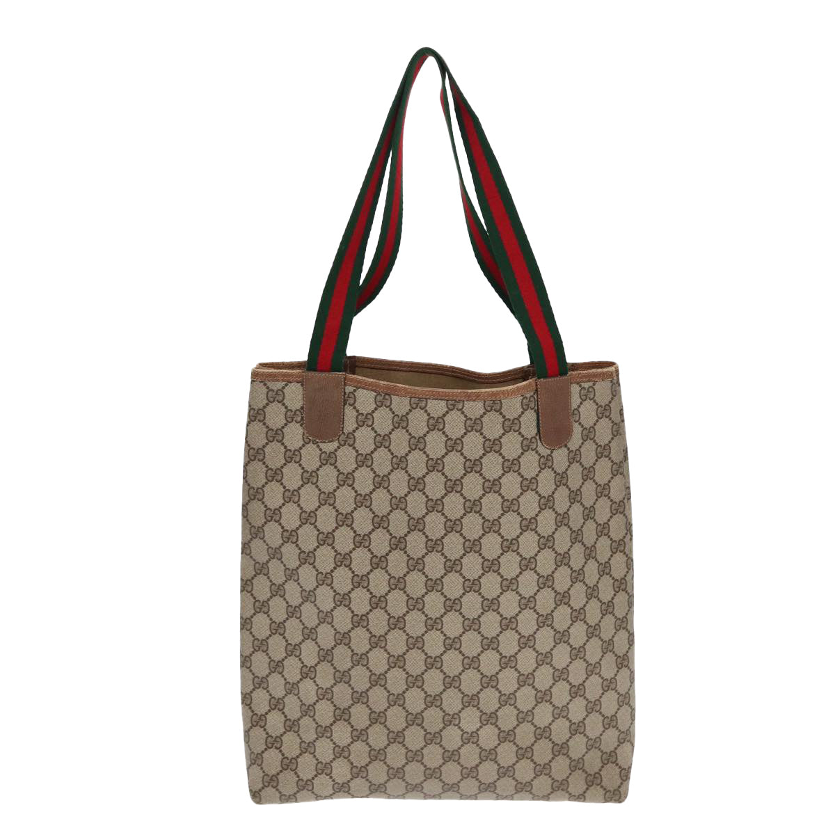 GUCCI GG Supreme Web Sherry Line Tote Bag PVC Leather Beige 39 02 003 86560