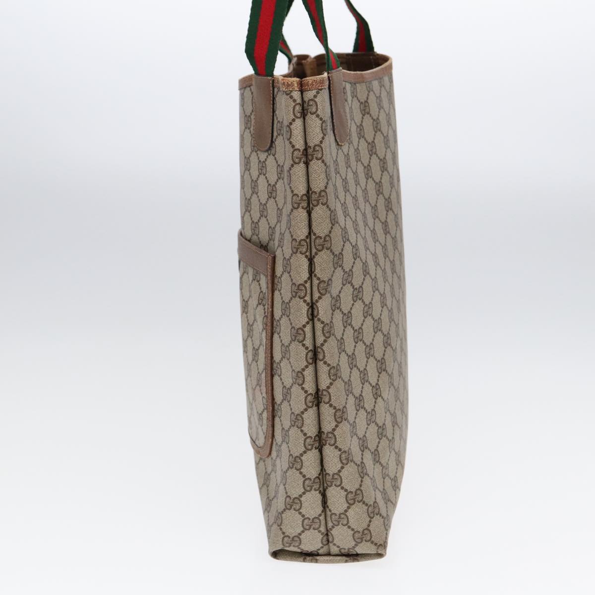 GUCCI GG Supreme Web Sherry Line Tote Bag PVC Leather Beige 39 02 003 86560