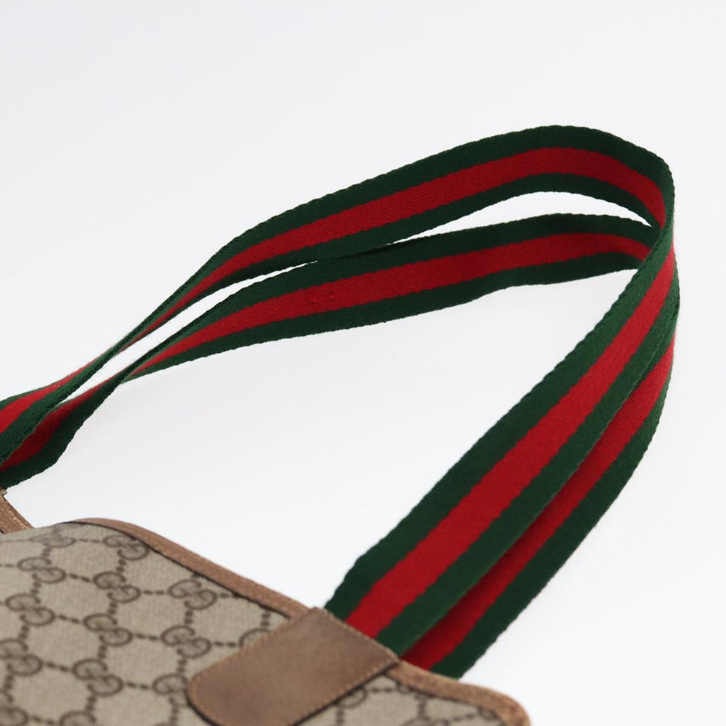 GUCCI GG Supreme Web Sherry Line Tote Bag PVC Leather Beige 39 02 003 86560