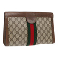 GUCCI Web Sherry Line GG Supreme Clutch Bag PVC Beige 89 01 002 86599