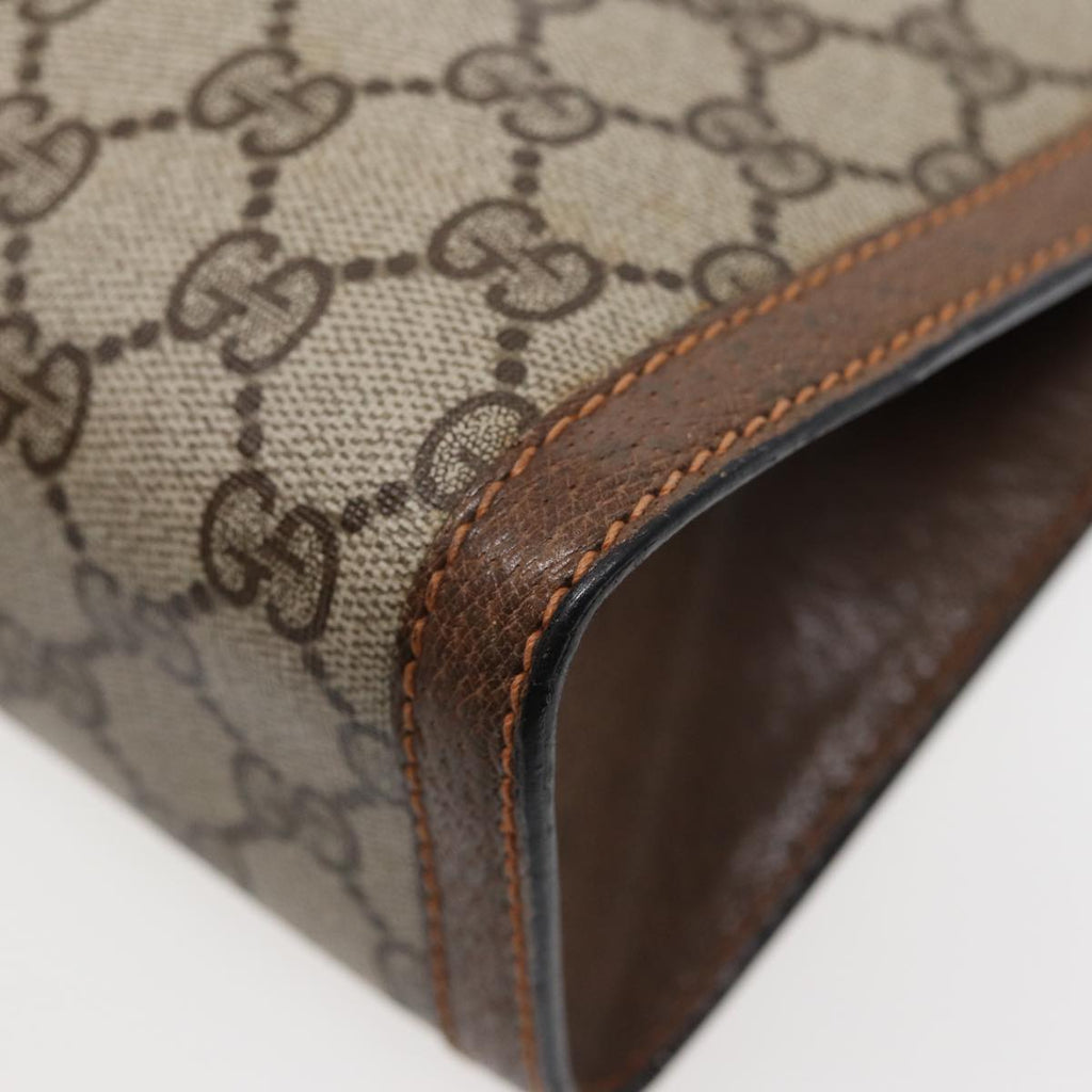 GUCCI Web Sherry Line GG Supreme Clutch Bag PVC Beige 89 01 002 86599