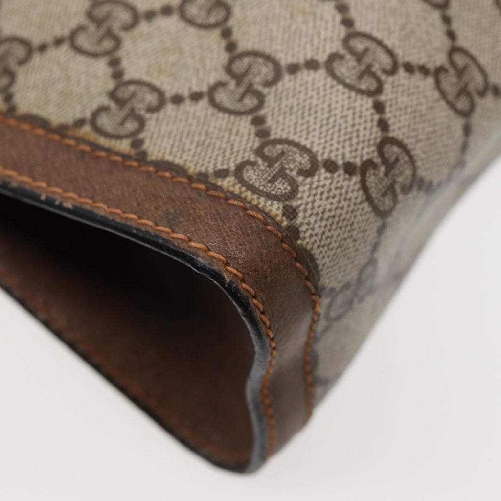 GUCCI Web Sherry Line GG Supreme Clutch Bag PVC Beige 89 01 002 86599