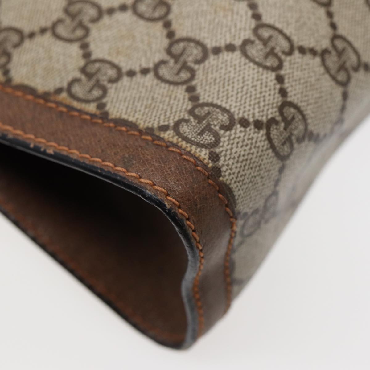 GUCCI Web Sherry Line GG Supreme Clutch Bag PVC Beige 89 01 002 86599
