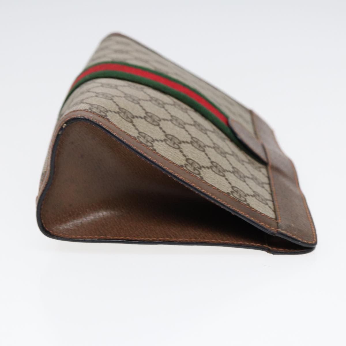 GUCCI Web Sherry Line GG Supreme Clutch Bag PVC Beige 89 01 002 86599