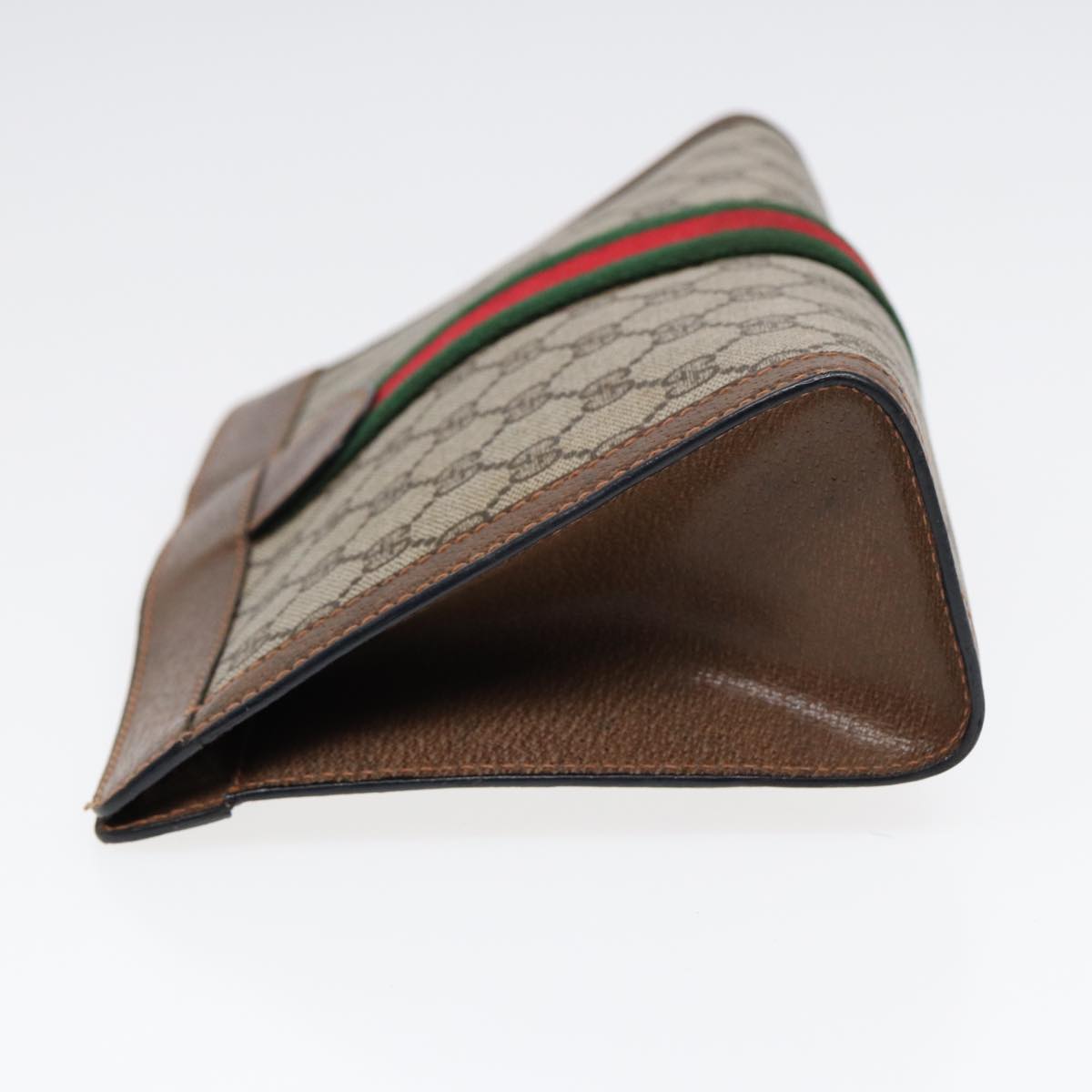 GUCCI Web Sherry Line GG Supreme Clutch Bag PVC Beige 89 01 002 86599