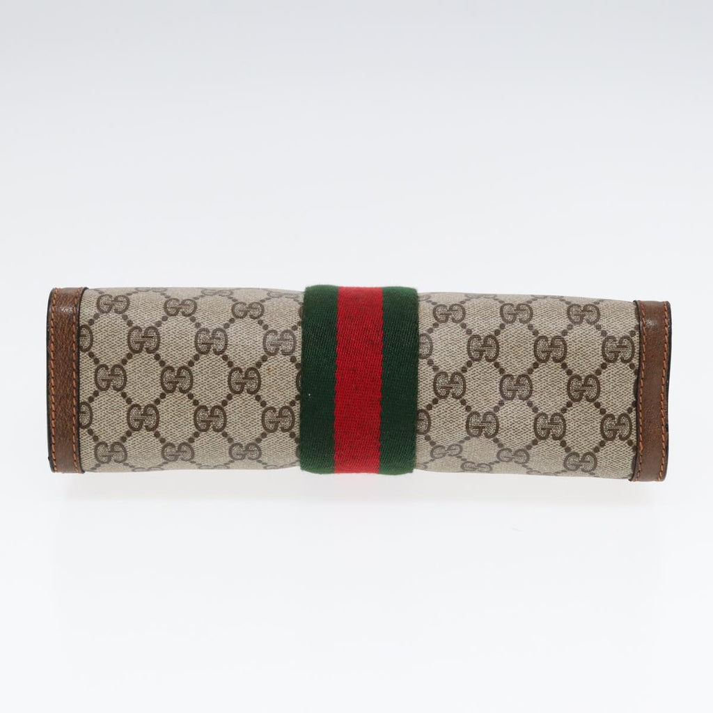 GUCCI Web Sherry Line GG Supreme Clutch Bag PVC Beige 89 01 002 86599