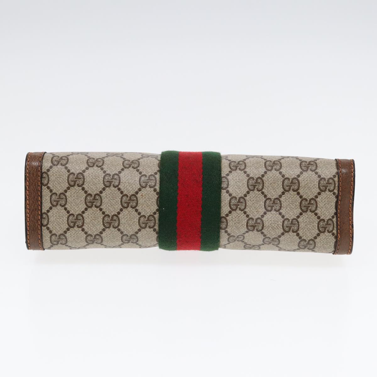 GUCCI Web Sherry Line GG Supreme Clutch Bag PVC Beige 89 01 002 86599
