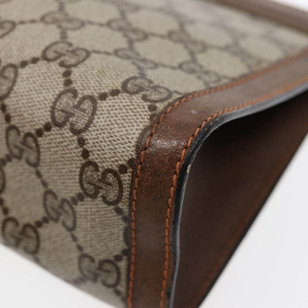 GUCCI Web Sherry Line GG Supreme Clutch Bag PVC Beige 89 01 002 86599