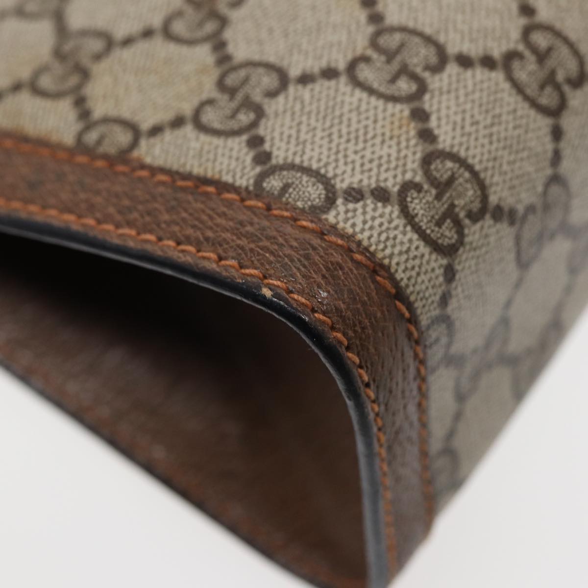 GUCCI Web Sherry Line GG Supreme Clutch Bag PVC Beige 89 01 002 86599