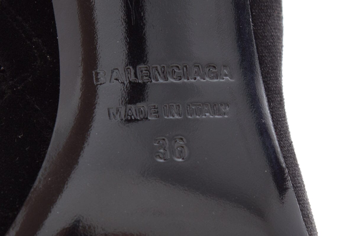 Balenciaga Black Velvet Pointed Toe Booties SZ 36