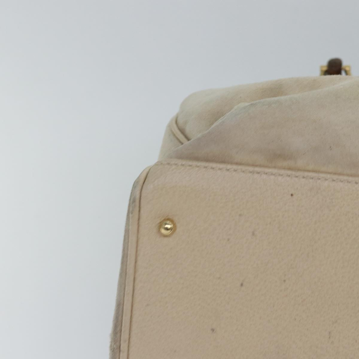 GUCCI Bamboo Hand Bag Suede 2way Beige Gold 002 2855 0322 0 86613