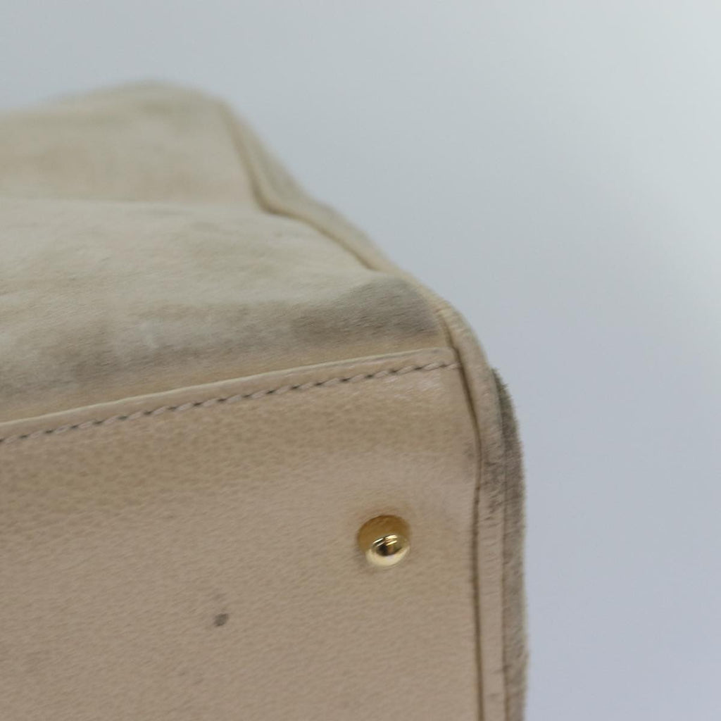 GUCCI Bamboo Hand Bag Suede 2way Beige Gold 002 2855 0322 0 86613