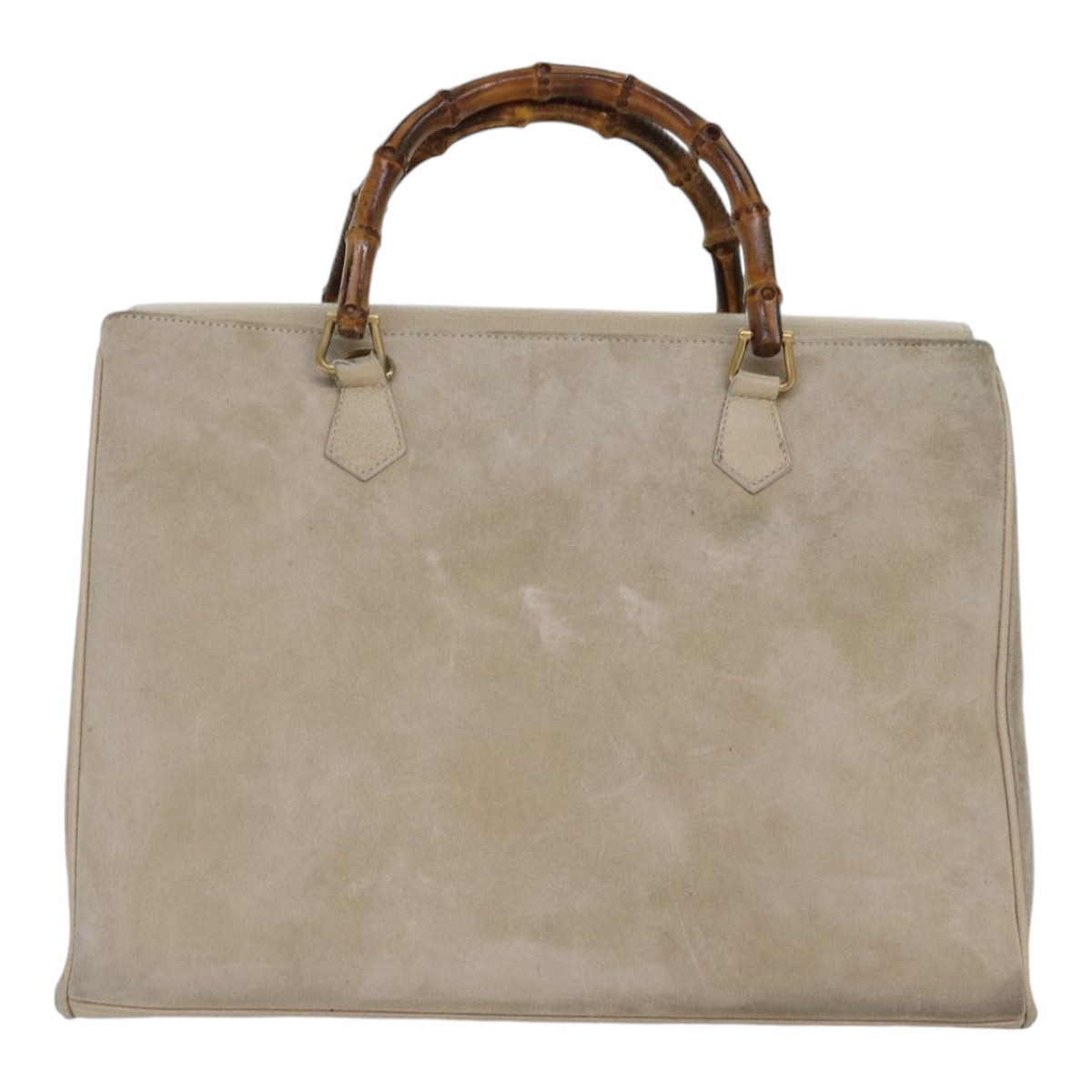 GUCCI Bamboo Hand Bag Suede 2way Beige Gold 002 2855 0322 0 86613