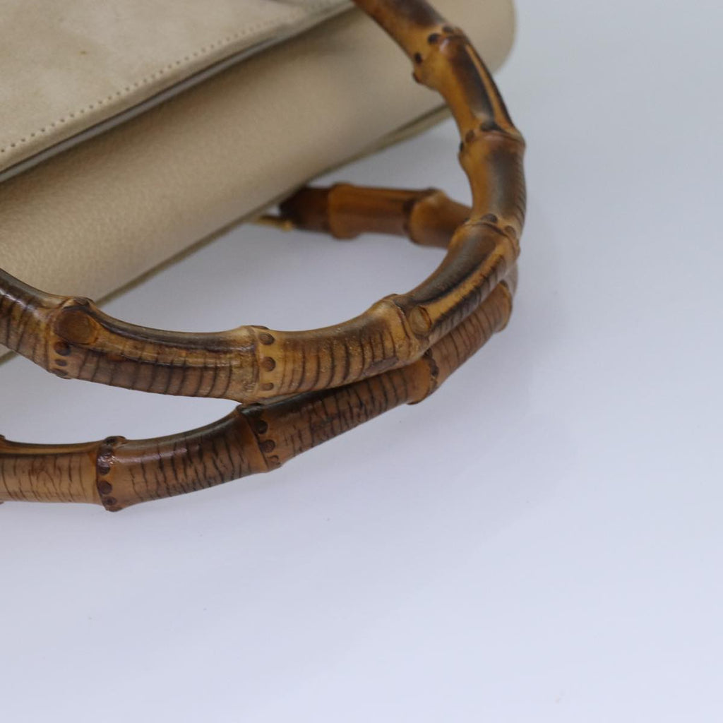 GUCCI Bamboo Hand Bag Suede 2way Beige Gold 002 2855 0322 0 86613