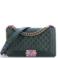 CHANEL Boy Flap Bag Quilted Iridescent Goatskin Old Medium