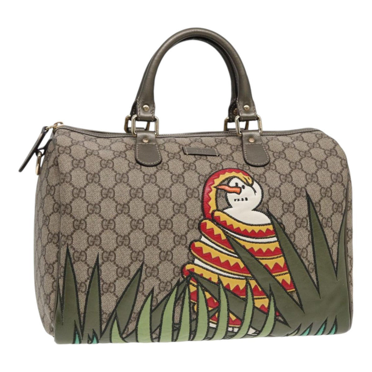 GUCCI GG Supreme UNICEF Snowman in Africa Boston Bag PVC Beige 189895 86638