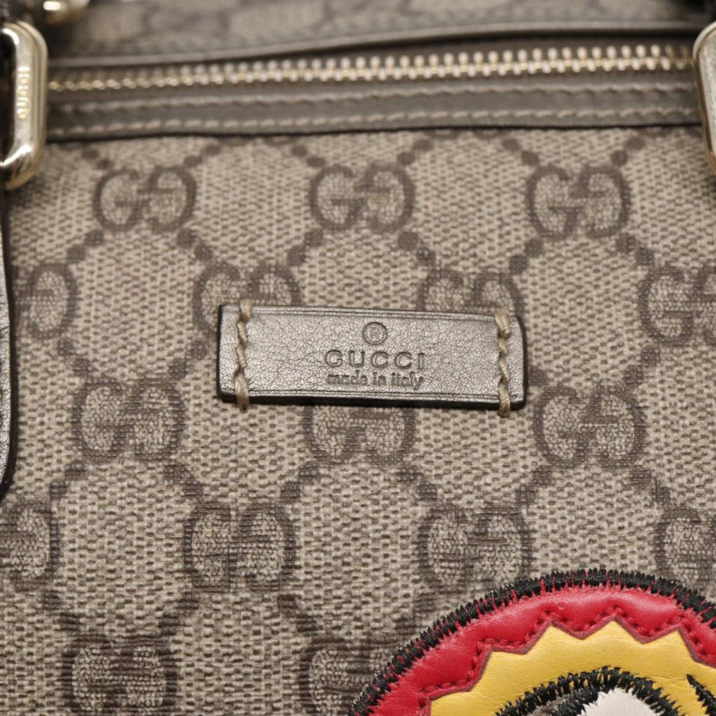 GUCCI GG Supreme UNICEF Snowman in Africa Boston Bag PVC Beige 189895 86638