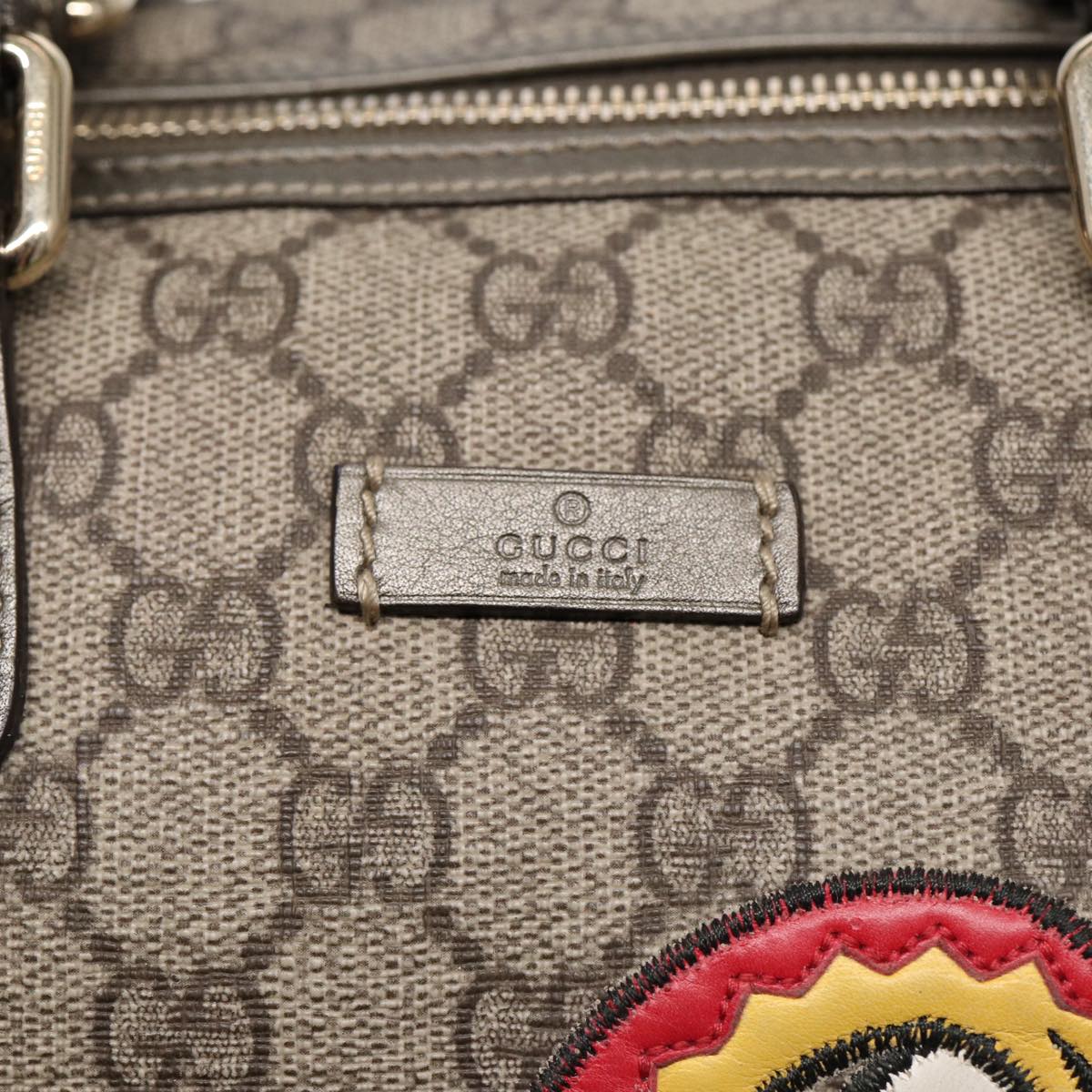 GUCCI GG Supreme UNICEF Snowman in Africa Boston Bag PVC Beige 189895 86638